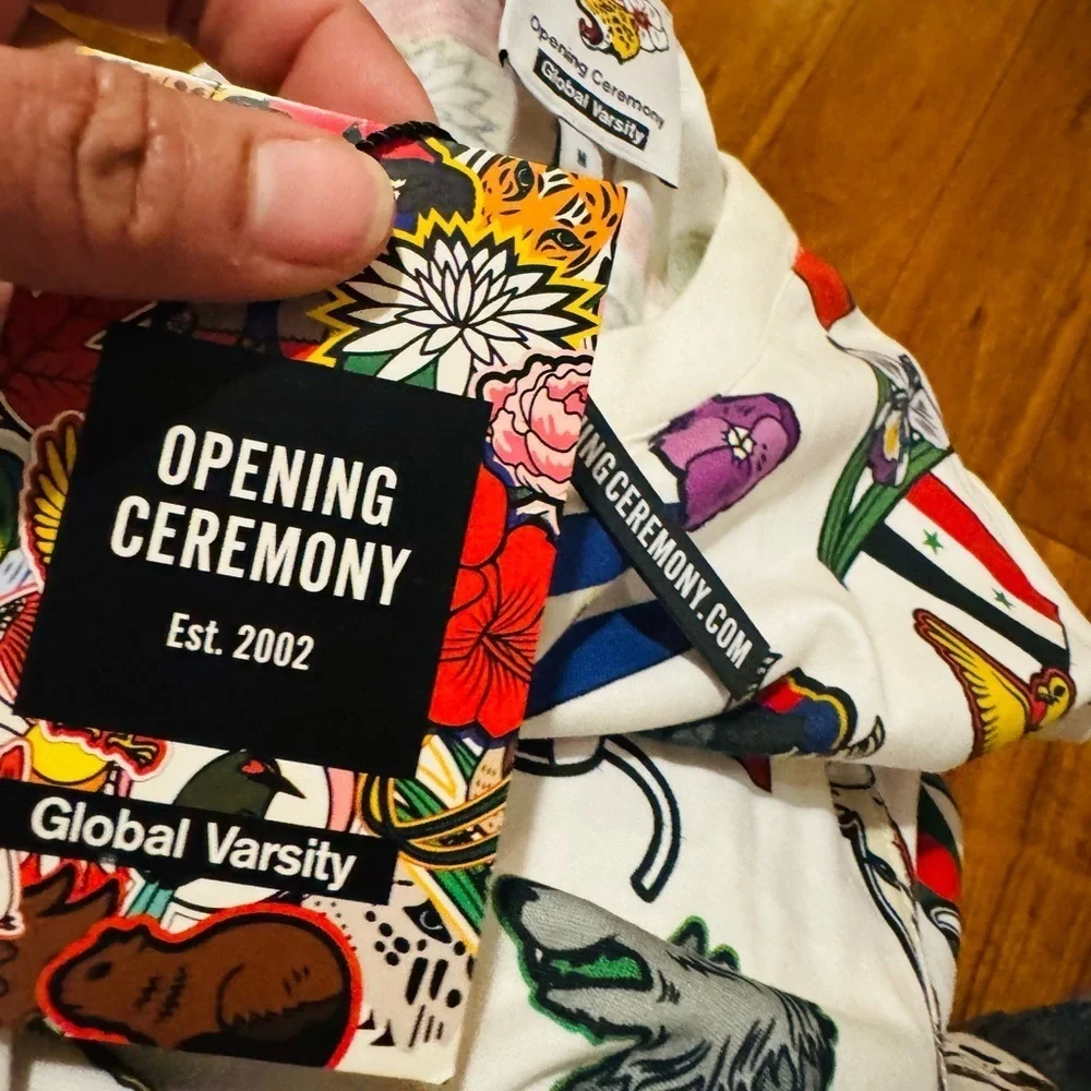 NWT opening ceremony global varsity men tshir